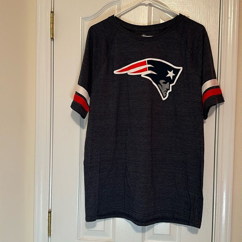 NFL New England Patriots Navy Blue Short Sleeve Tee with Red and White Accents